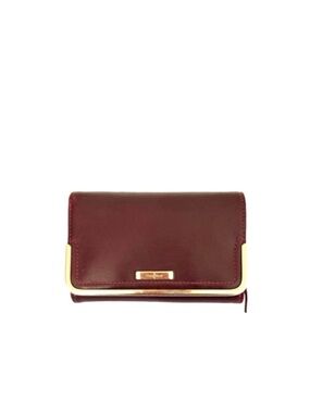 Cole Haan Bi-fold Wallet Leather Pockets for everything Oxblood Red Brown Gold